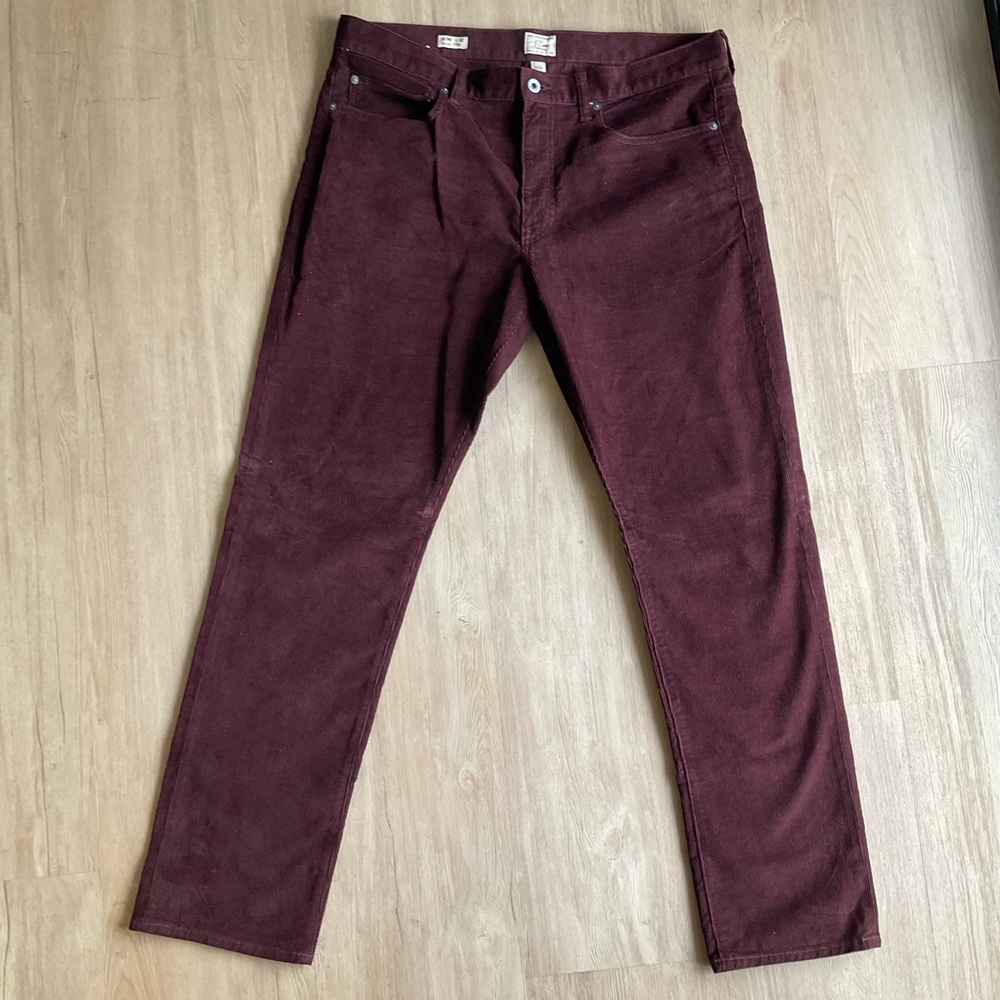 Men’s J. Crew 770 Straight Fit Corduroy pants jeans burgundy worn once 36 X 32 - Picture 13 of 16
